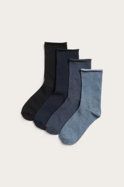 4-pk. sokker med rullet kant