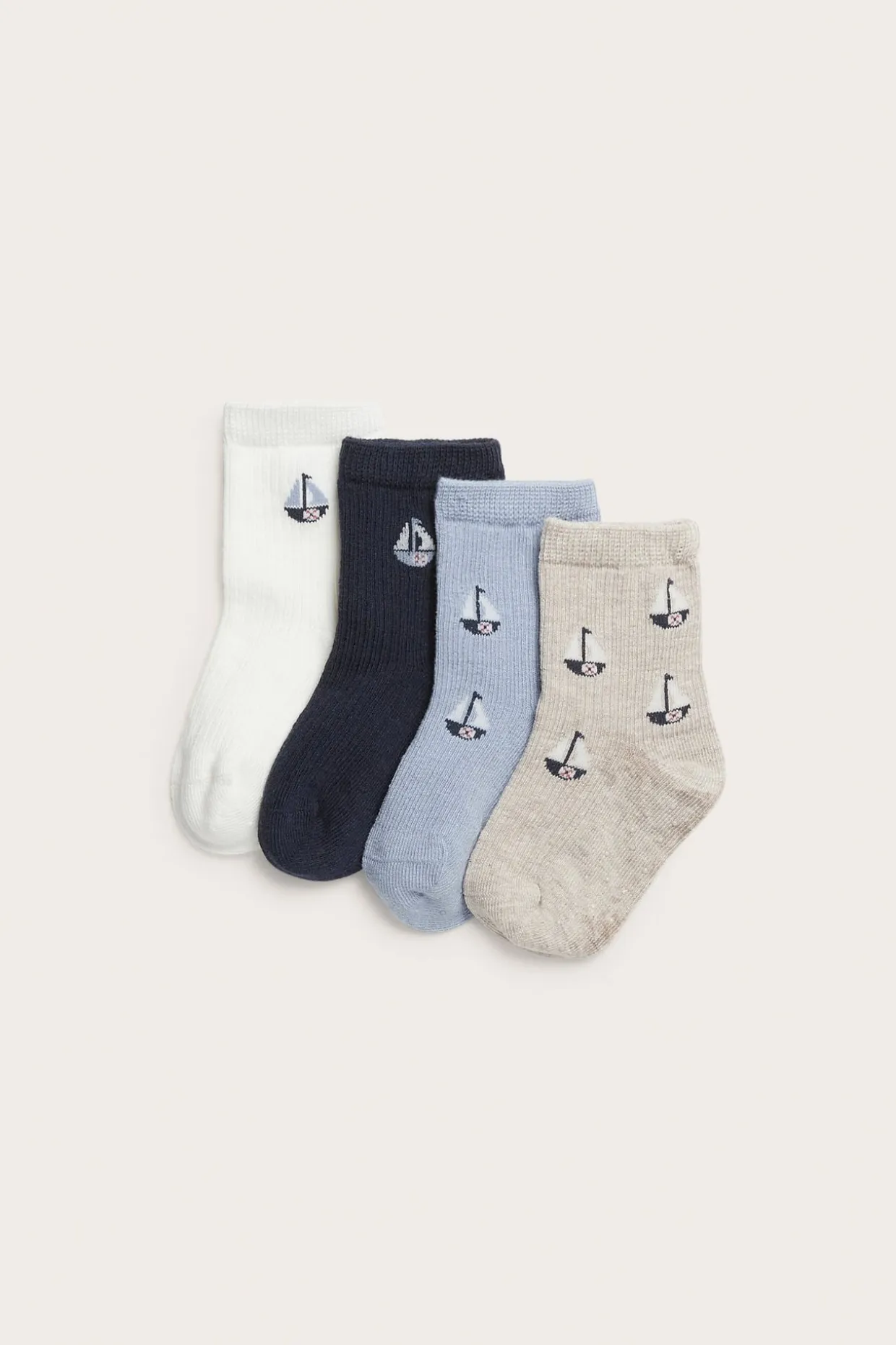 4-pk. sokker med seilbåter