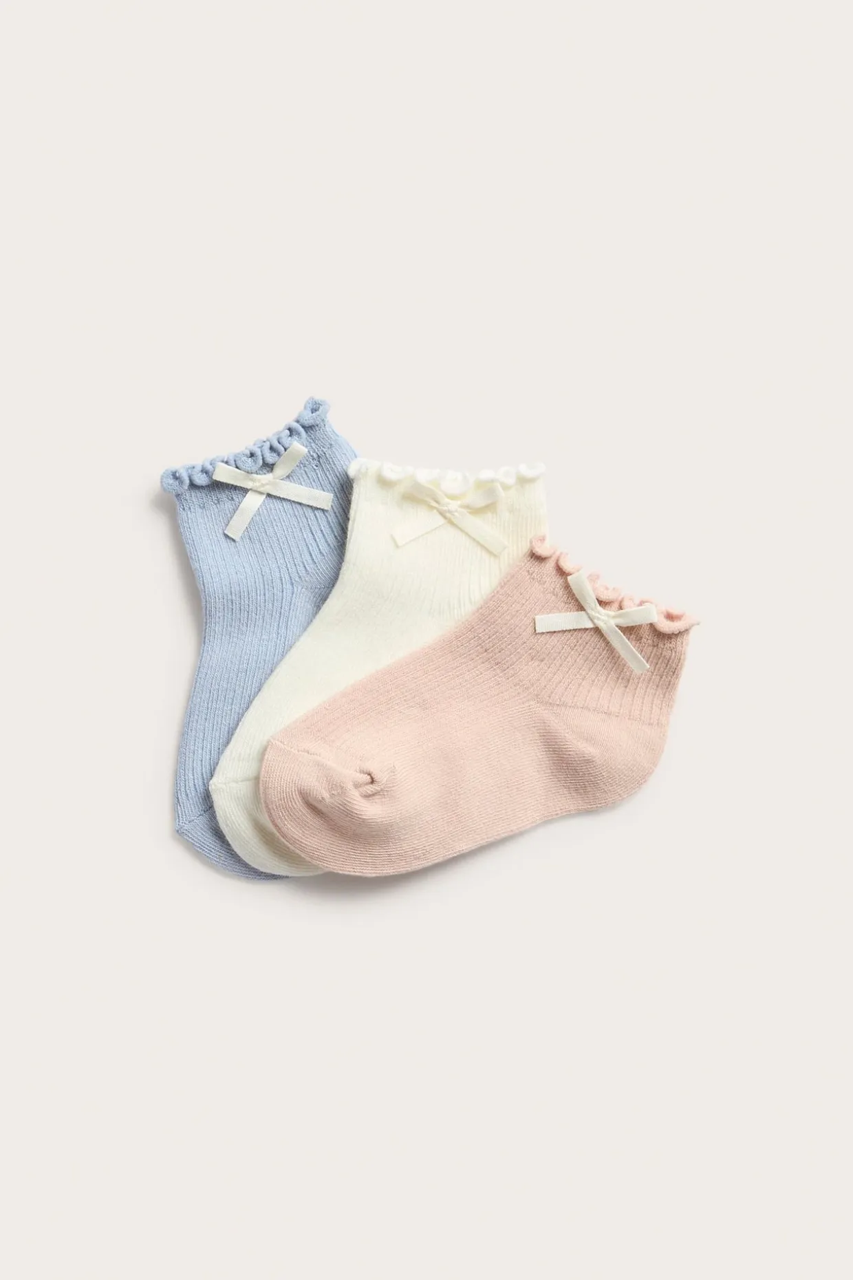 3-pk. sokker med sløyfe