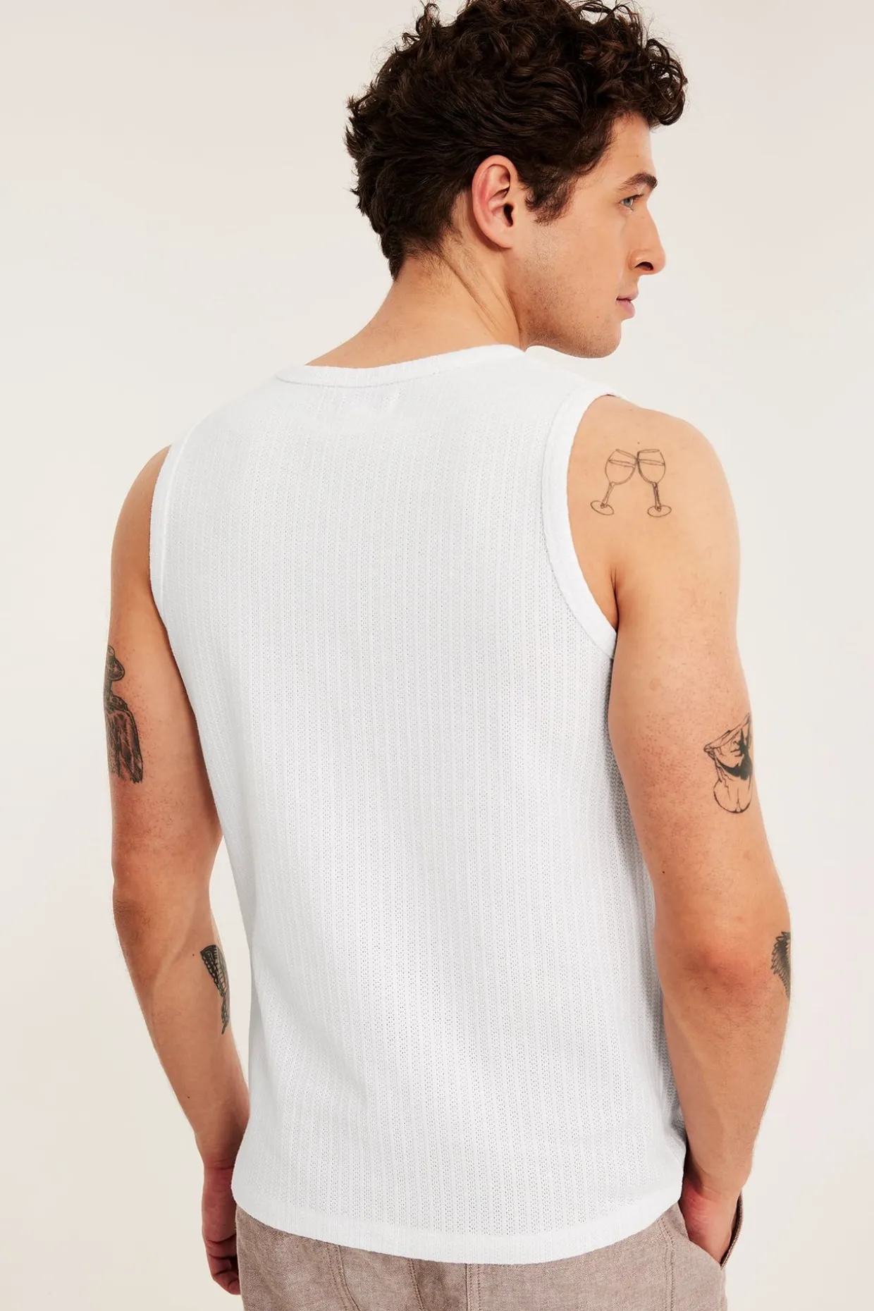 Pointelle-singlet i slim fit