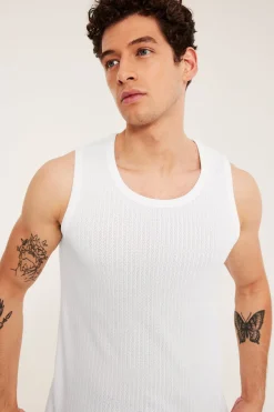 Pointelle-singlet i slim fit
