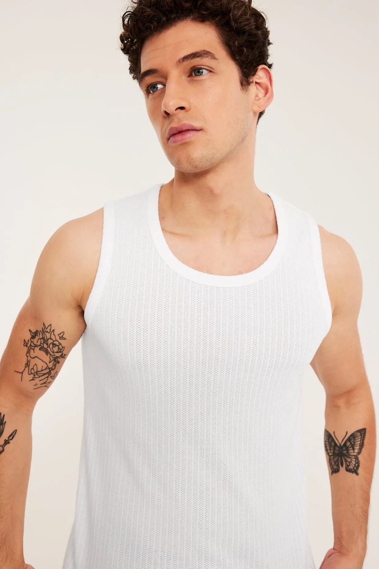Pointelle-singlet i slim fit