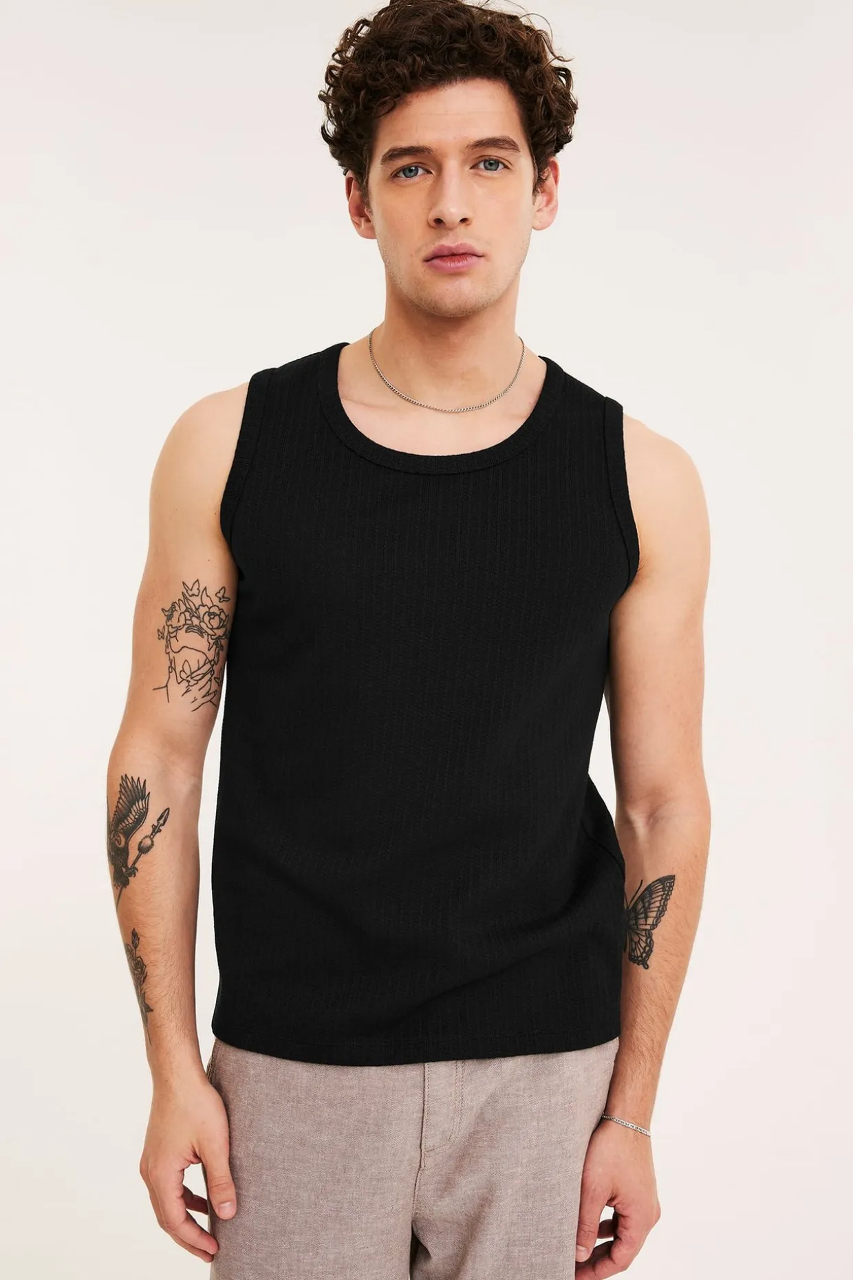 Pointelle-singlet i slim fit