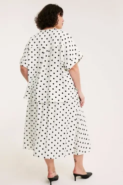 Popover-bluse med korte ermer