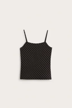 Prikkete singlet i bomullstrikot