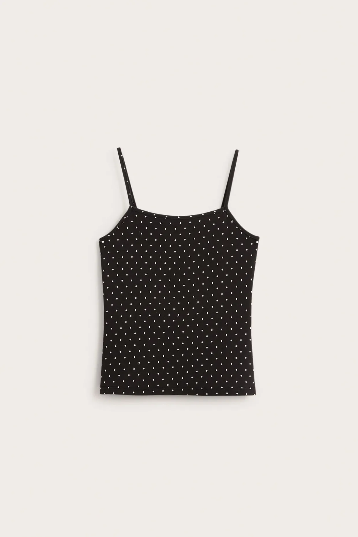 Prikkete singlet i bomullstrikot