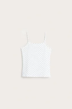 Prikkete singlet i bomullstrikot