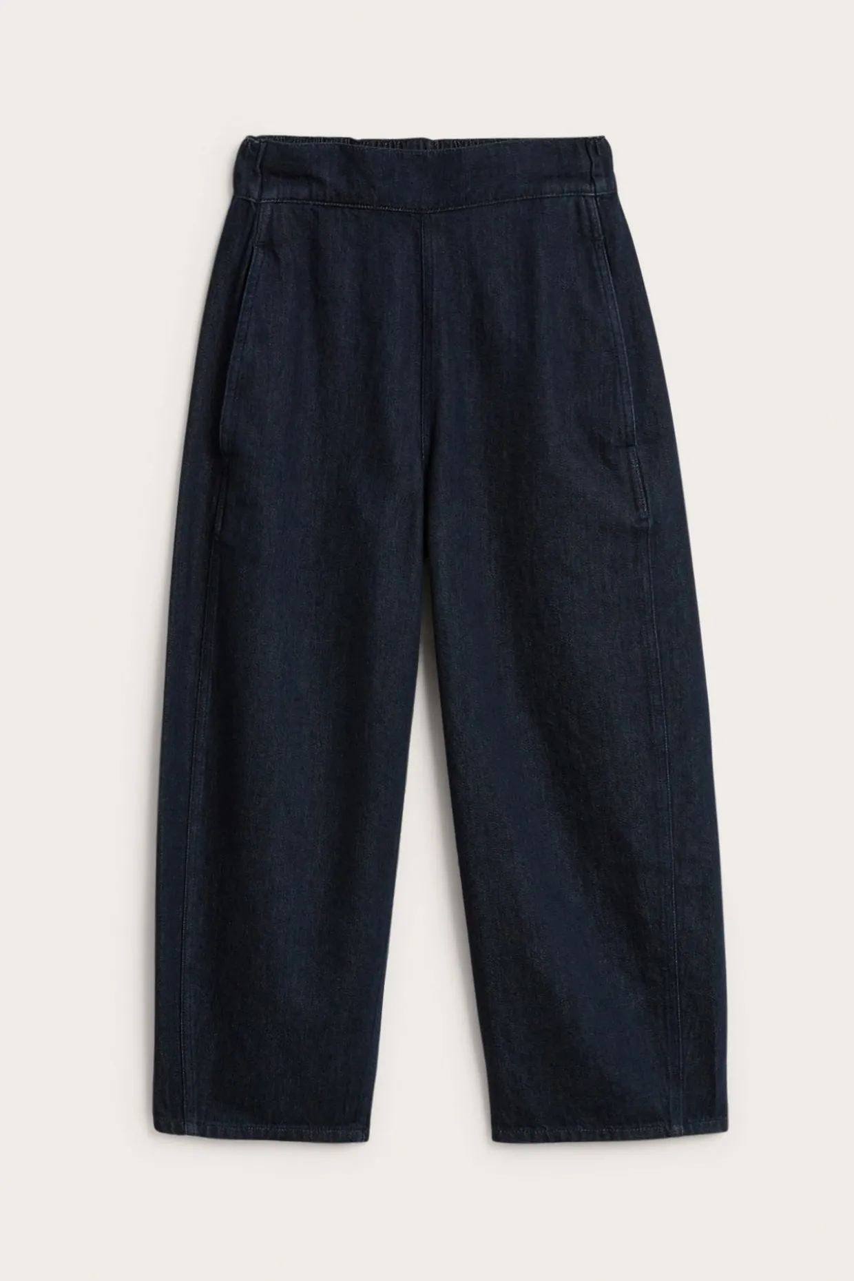 Pull-on jeans barrel fit cropped