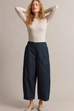 Pull-on jeans barrel fit cropped