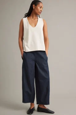 Pull-on jeans barrel fit cropped