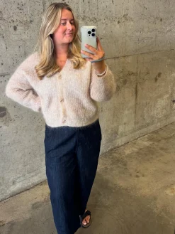 Pull-on jeans barrel fit cropped