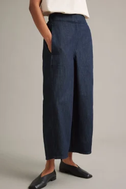 Pull-on jeans barrel fit cropped