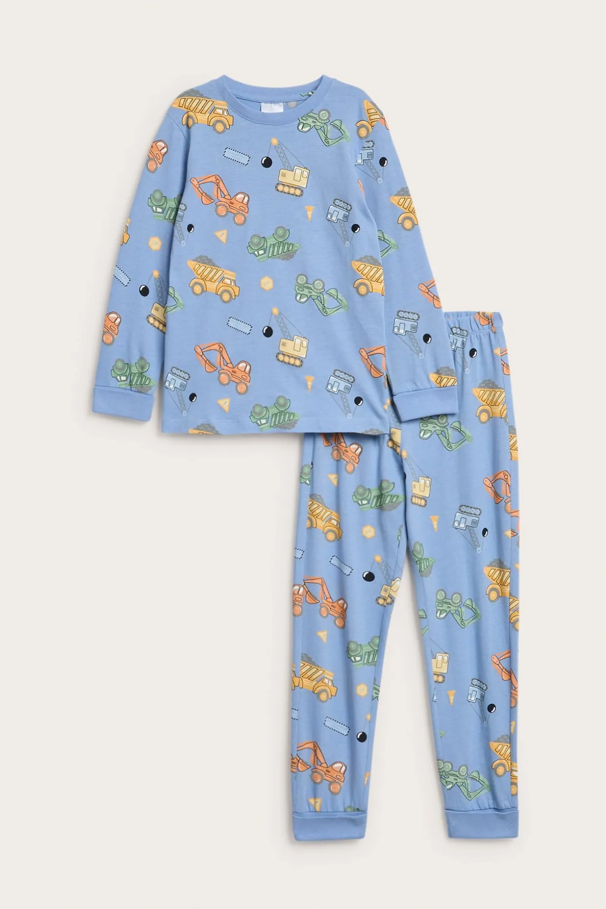 Pyjamas med anleggsmaskiner