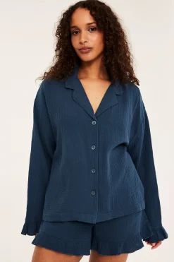 Pyjamasskjorte i musselin