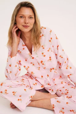 Pyjamasskjorte i vevd bomull