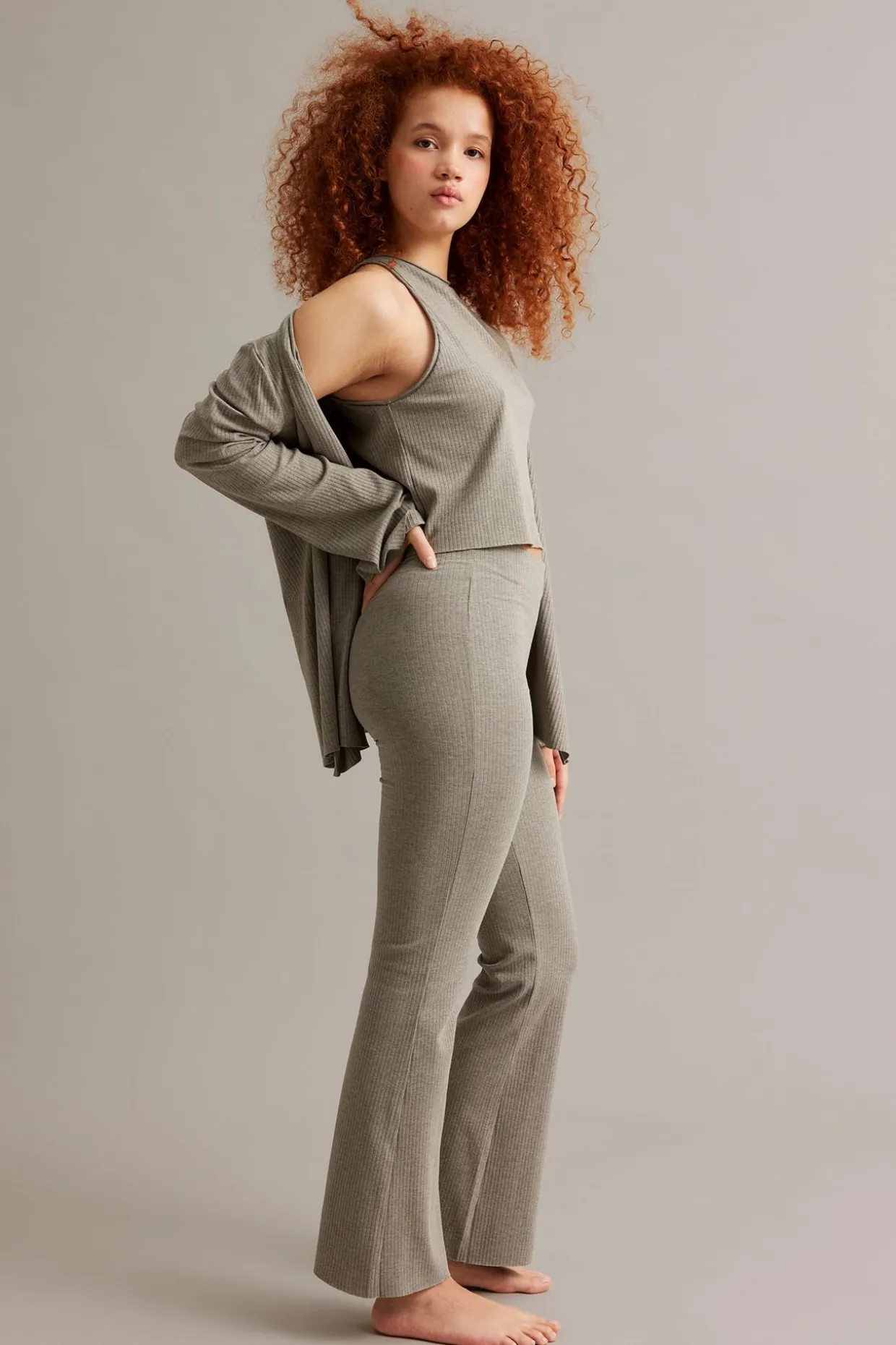 Ribbede bootcut-bukser
