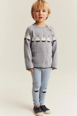 Ribbede leggings med applikasjon