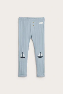 Ribbede leggings med applikasjon