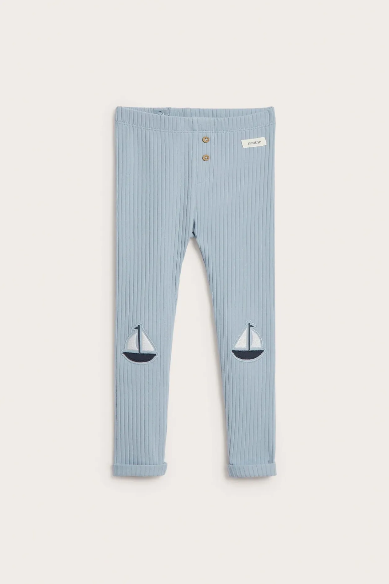 Ribbede leggings med applikasjon