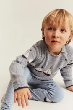 Ribbede leggings med applikasjon