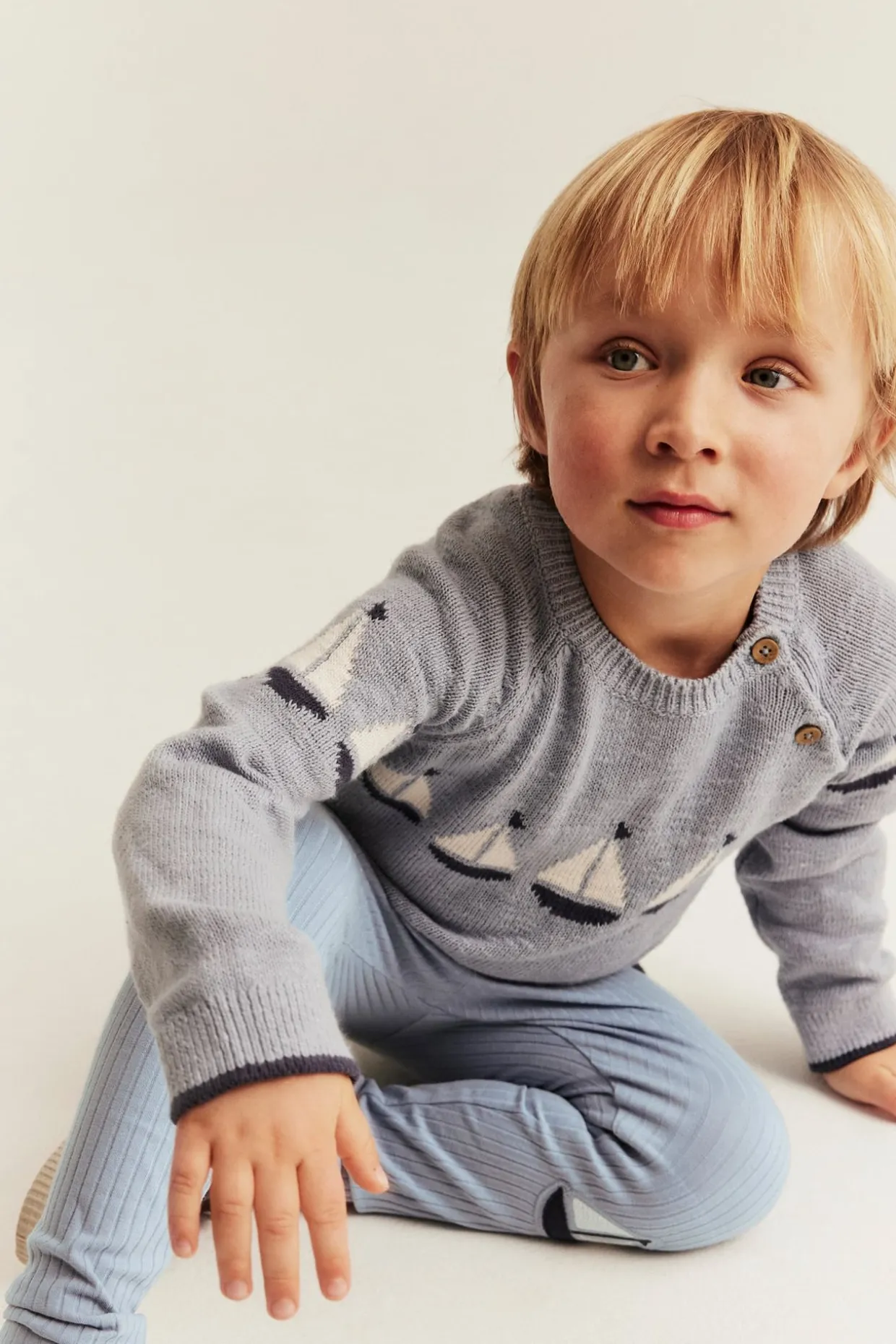 Ribbede leggings med applikasjon