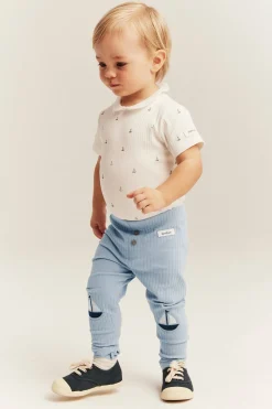 Ribbede leggings med applikasjon
