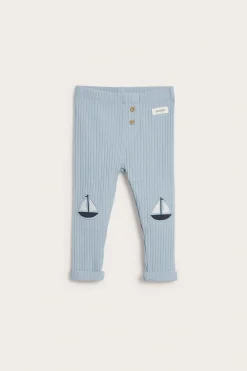 Ribbede leggings med applikasjon