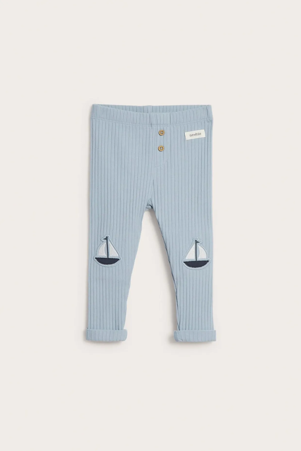 Ribbede leggings med applikasjon