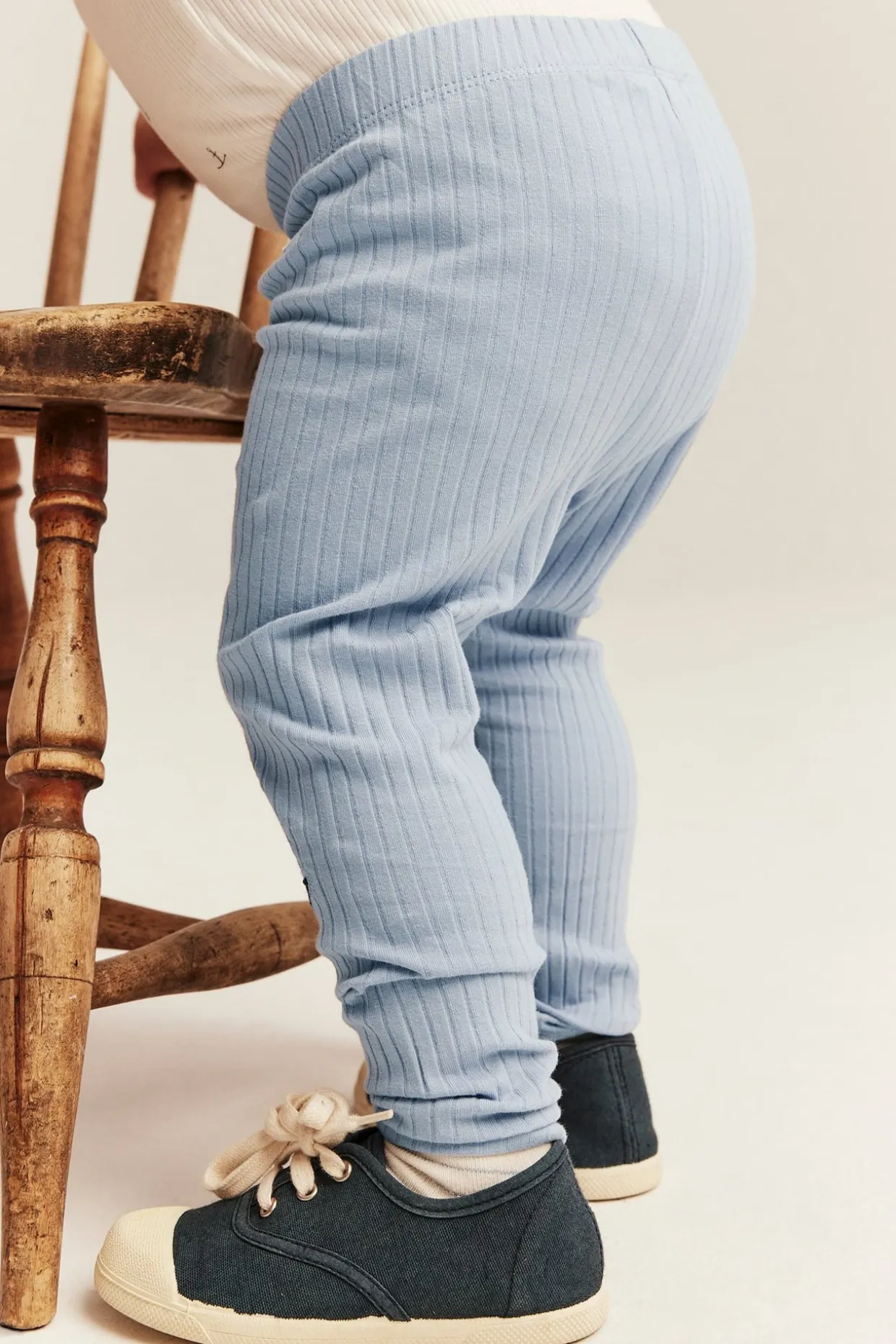 Ribbede leggings med applikasjon