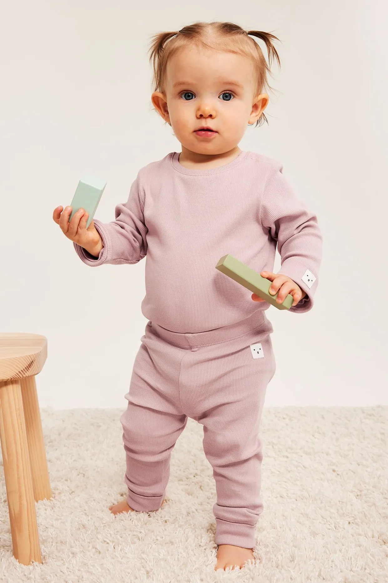 Ribbede leggings med justerbar lengde