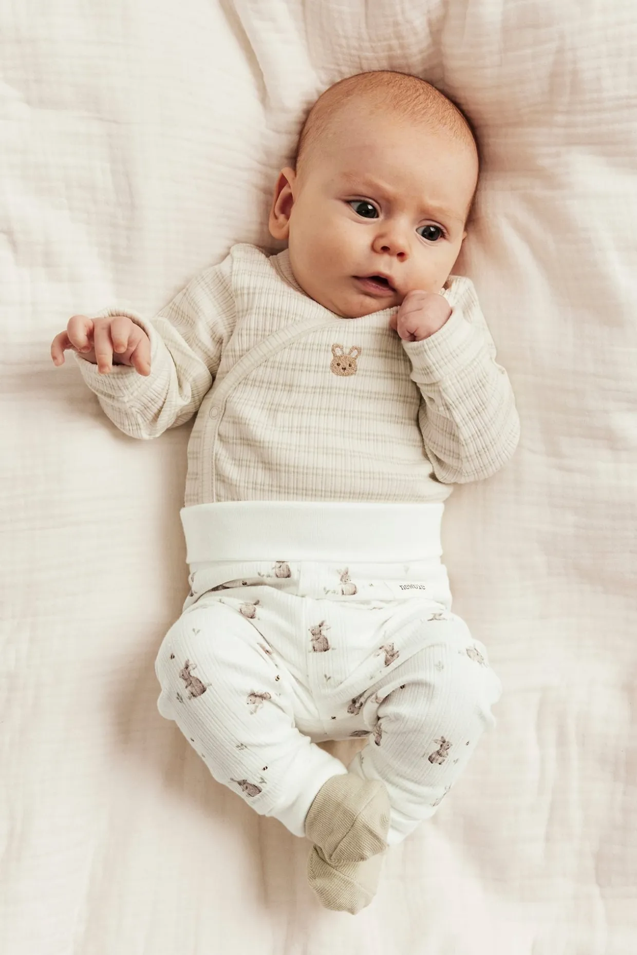 Ribbede leggings med kaniner
