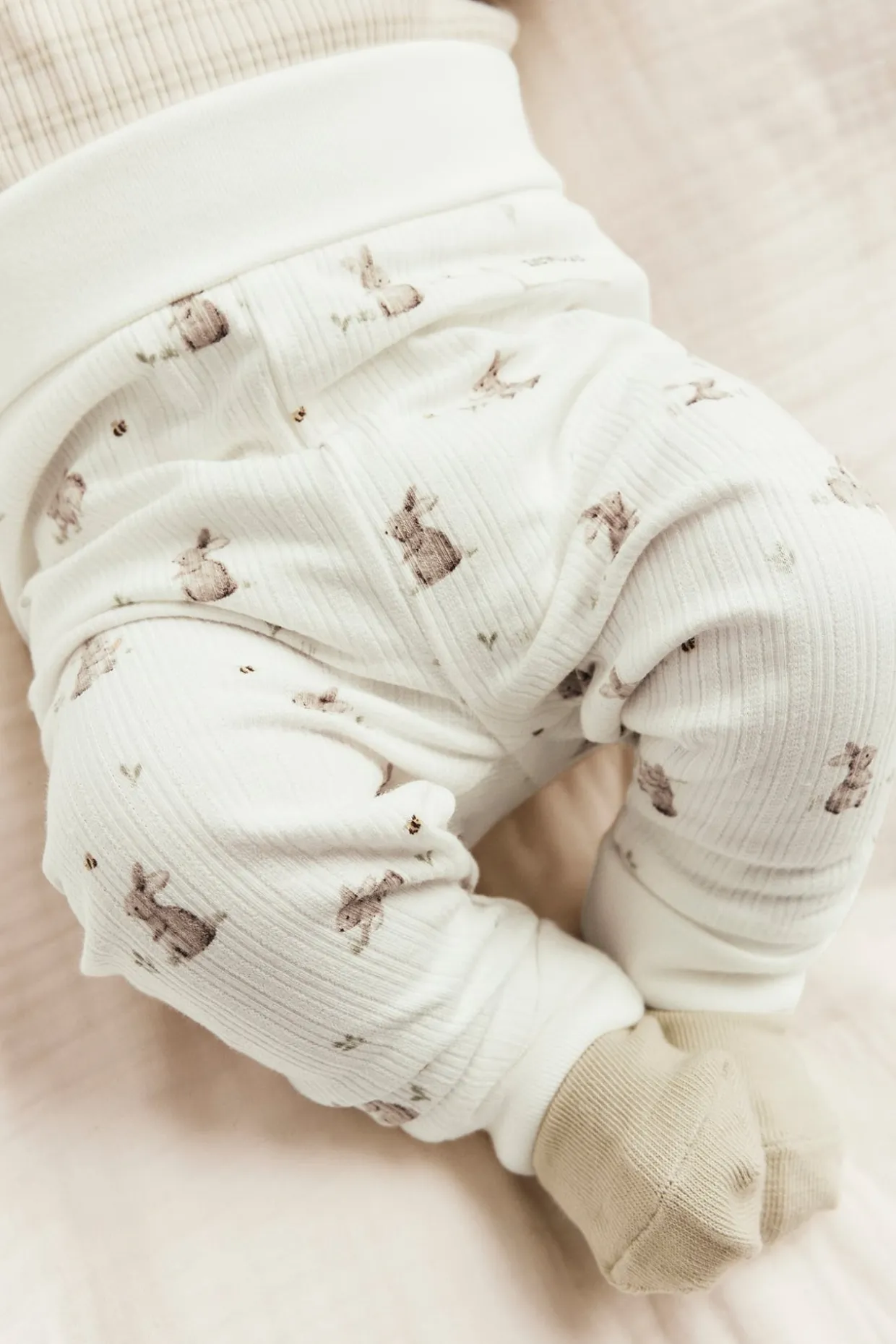 Ribbede leggings med kaniner
