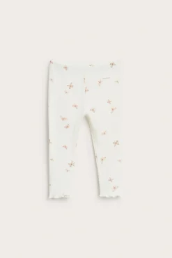 Ribbede leggings med sommerfugler