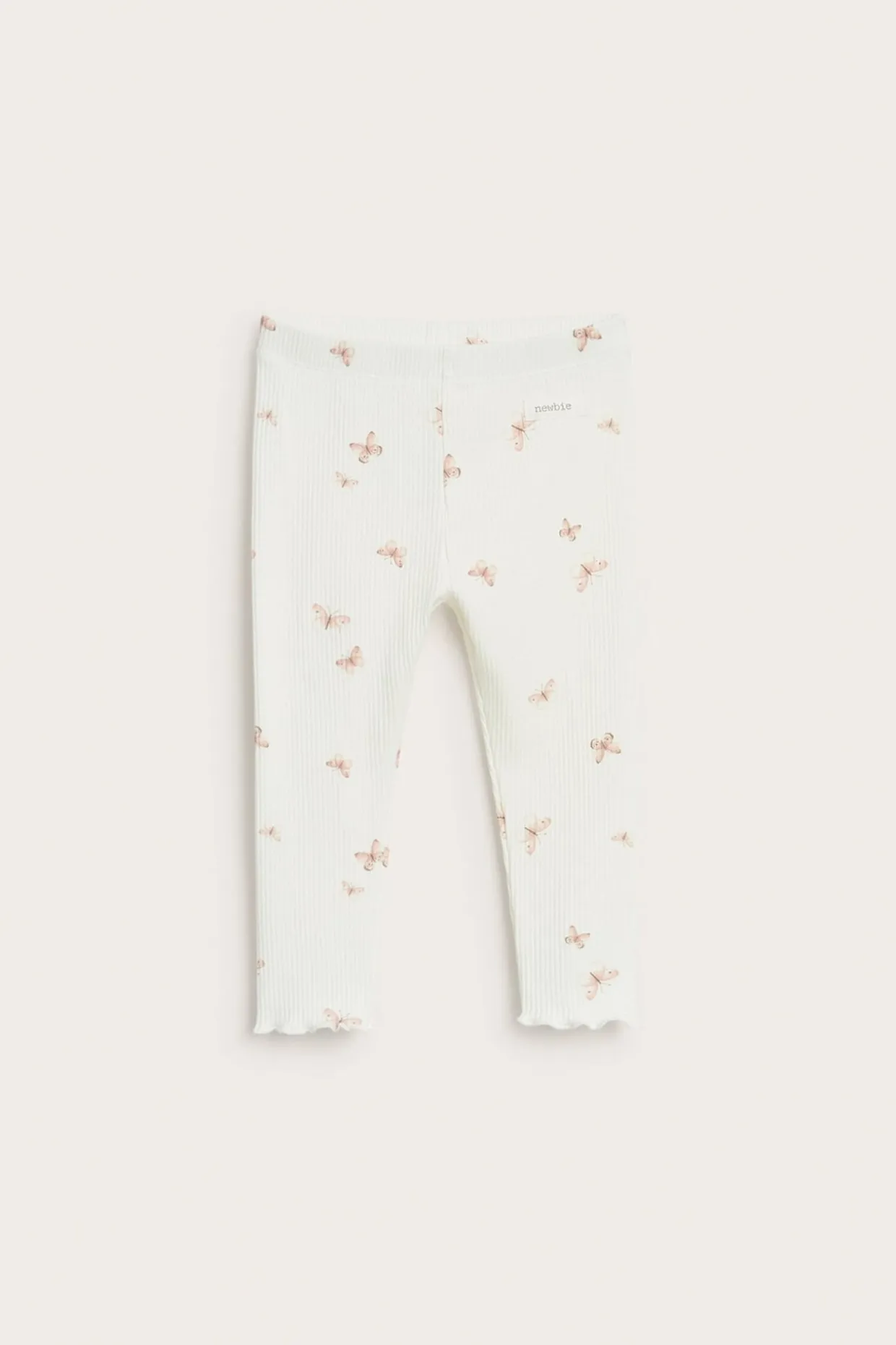 Ribbede leggings med sommerfugler