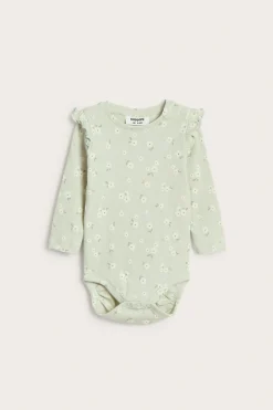 Ribbestrikket body med volang