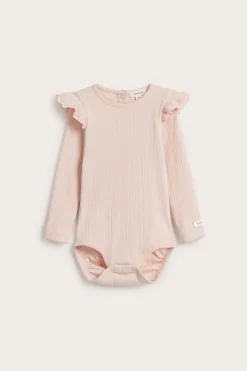 Ribbestrikket body med volang
