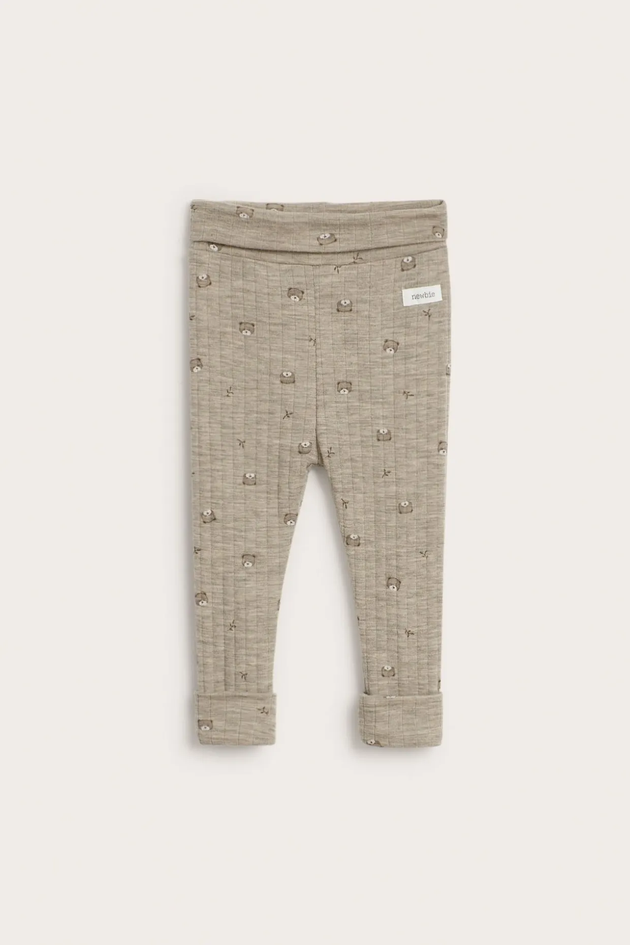Ribbestrikket leggings i ull