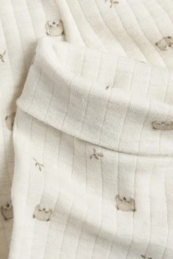 Ribbestrikket leggings i ull