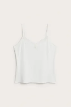 Ribbestrikket singlet med blonder