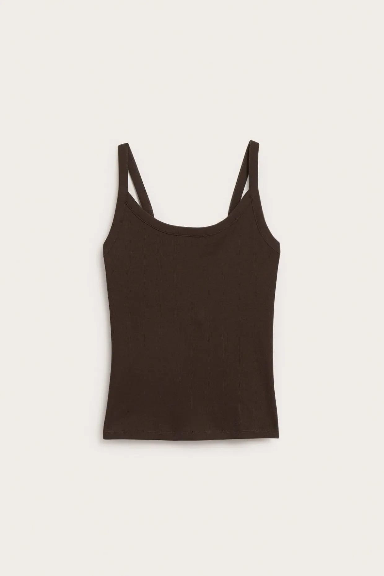Ribbestrikket singlet med smale skulderstropper