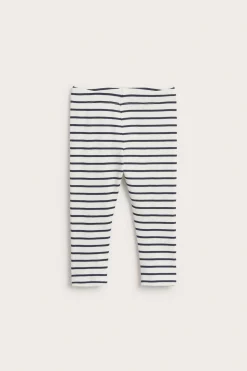 Ribbestrikket stripete leggings