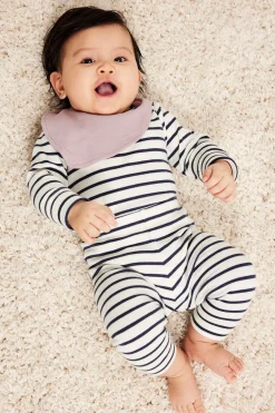 Ribbestrikket stripete leggings