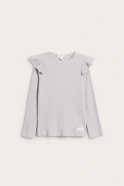 Ribbestrikket topp med volanger