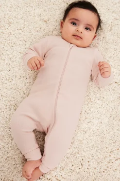 Ribbet jumpsuit med ribbekanter som kan brettes ned
