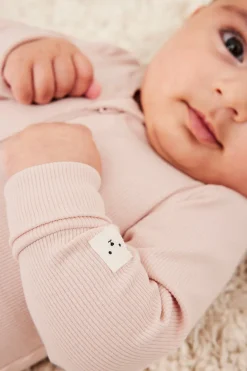 Ribbet jumpsuit med ribbekanter som kan brettes ned
