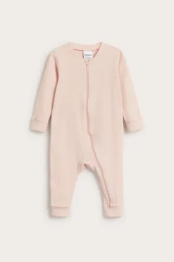 Ribbet jumpsuit med ribbekanter som kan brettes ned