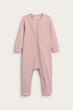 Ribbet jumpsuit med ribbekanter som kan brettes ned
