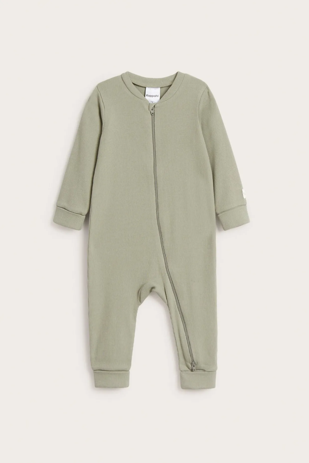 Ribbet jumpsuit med ribbekanter som kan brettes ned