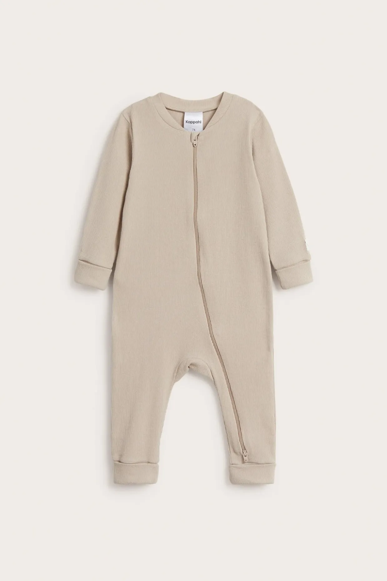 Ribbet jumpsuit med ribbekanter som kan brettes ned