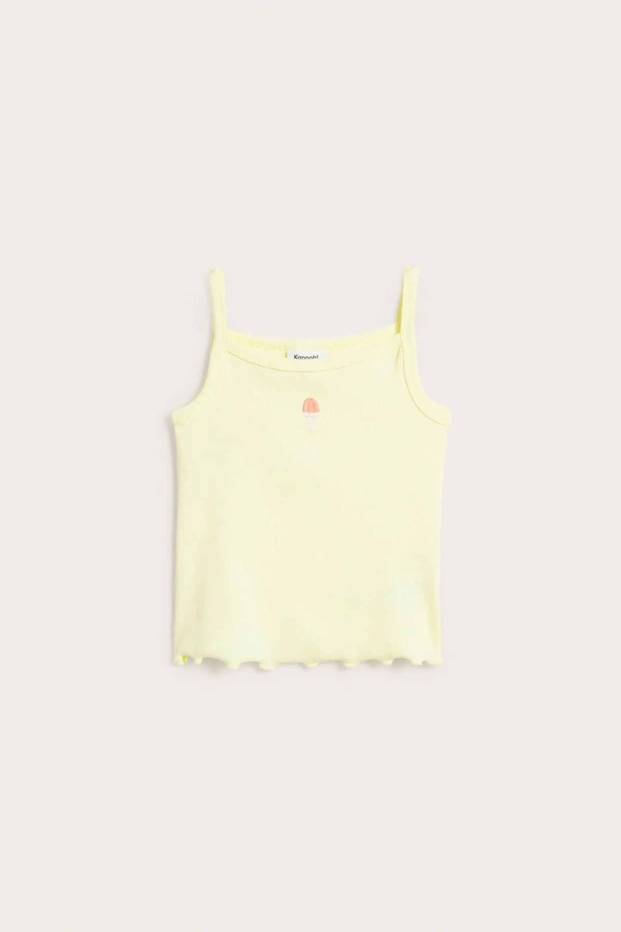 Ribbet singlet med iskrembroderi